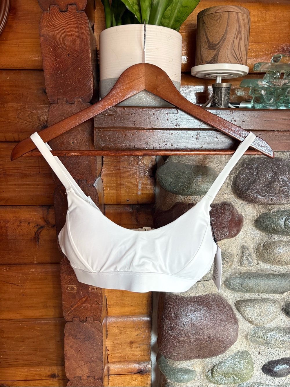knix White Seamless Swim Bikini Top